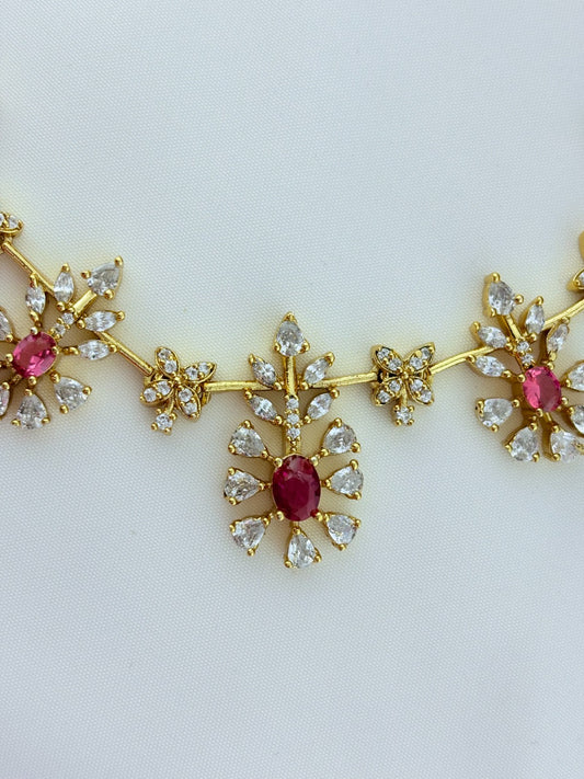 Classic CZ stone necklace and earrings with premium matte texture