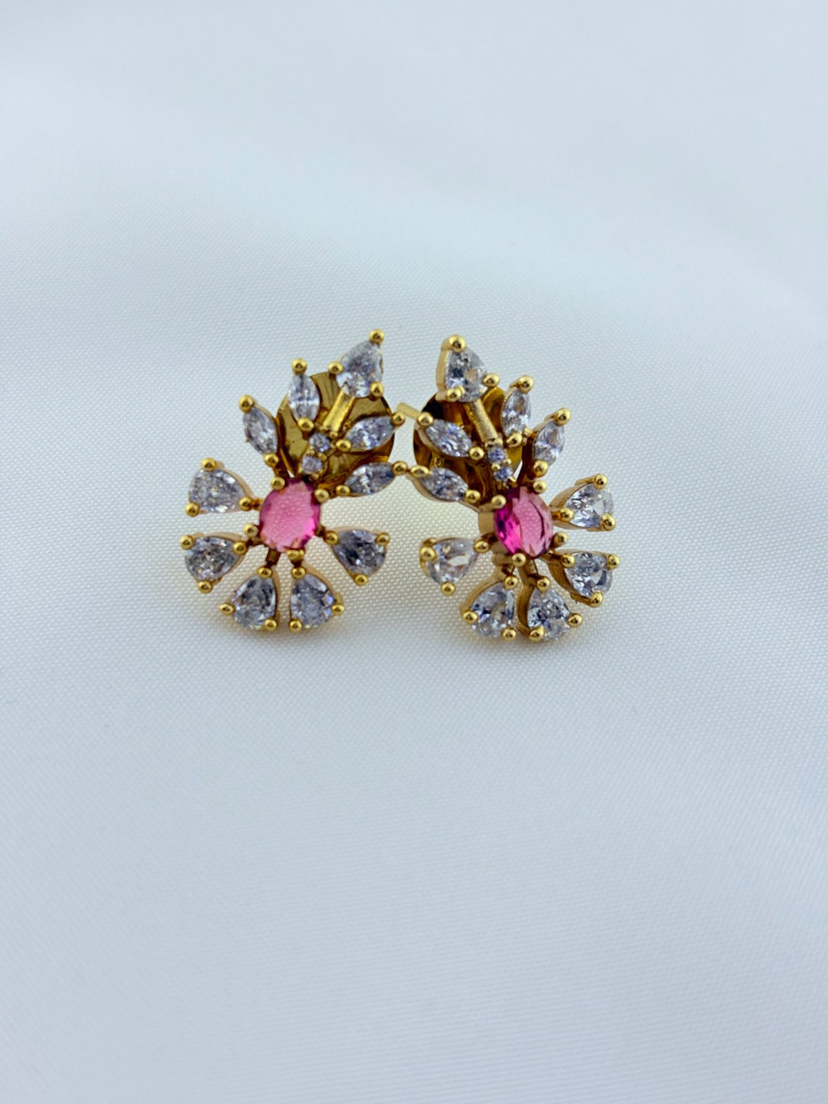 Classic CZ stone necklace and earrings with premium matte texture