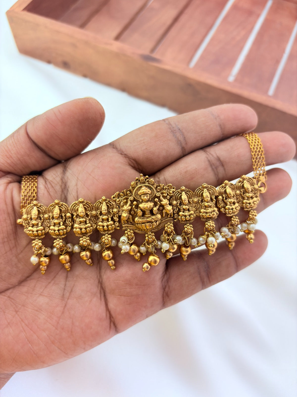 Temple inspired matte finish lakshmi choker