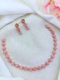 Elegant floral pattern AD stone necklace with matching earrings