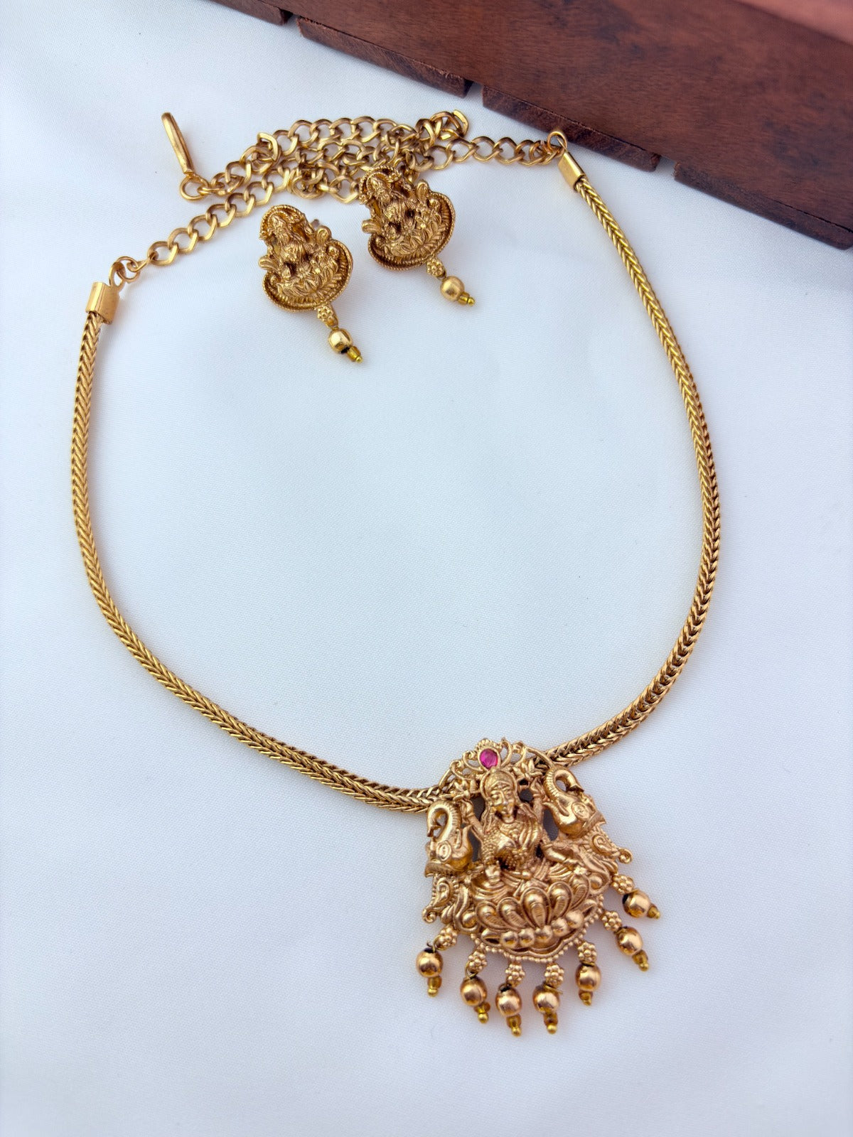 Timeless design with divine touch matte finish Lakshmi choker with earrings
