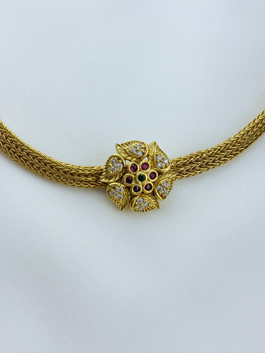 Floral elegance with matching studs premium matte finihs AD choker