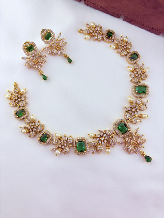 Premium matte finish neckset beautifully designed with pearls and stones