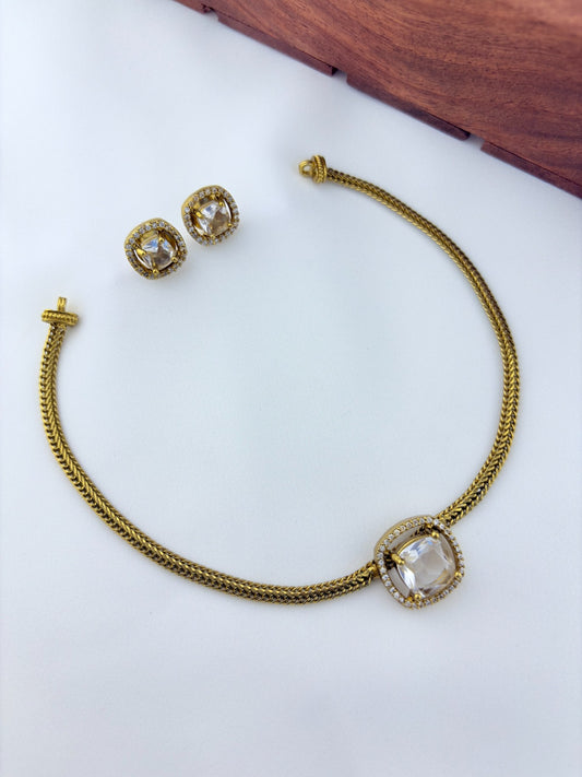 Premium matte finish AD necklace with matting stud