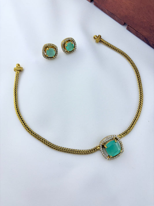 Premium matte finish AD necklace with matting stud