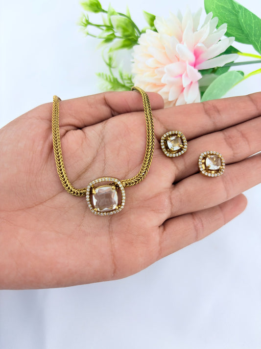 Premium matte finish AD necklace with matting stud