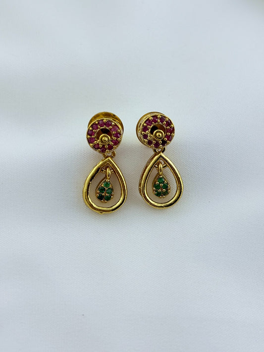 Stylish and elegance  adorned with AD stones - Premium matte finish necklace with matching earrings