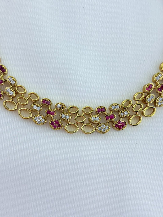 Modern and elegance crafted with AD stones - Matte finish necklace with matching earrings