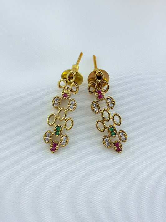 Modern and elegance crafted with AD stones - Matte finish necklace with matching earrings