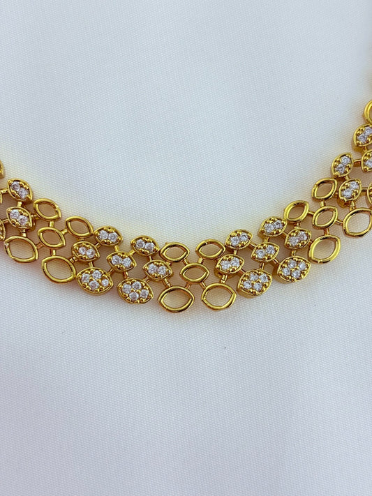 Modern and elegance crafted with AD stones - Matte finish necklace with matching earrings