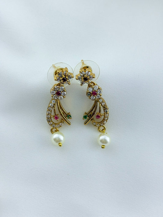 Beautifully crafted  premium Ad necklace and matching earrings with pearl drops