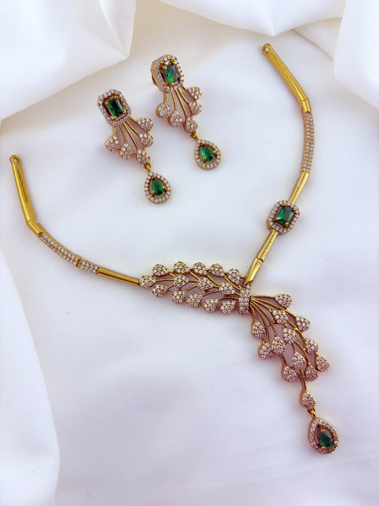 Premium hasli neckset crafted with classic AD stones - latest design with matching earrings