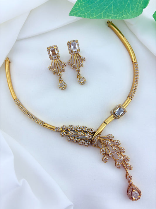 Premium hasli neckset crafted with classic AD stones - latest design with matching earrings