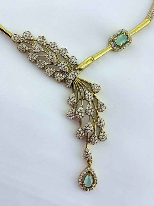 Premium hasli neckset crafted with classic AD stones - latest design with matching earrings