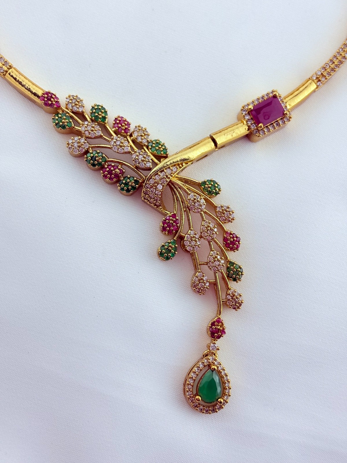 Premium hasli neckset crafted with classic AD stones - latest design with matching earrings