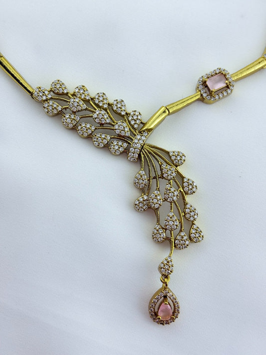 Premium hasli neckset crafted with classic AD stones - latest design with matching earrings