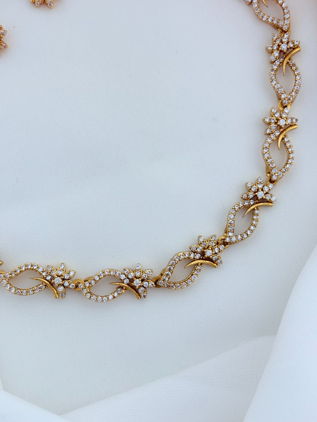 Perfectly crafted for everyday elegance - Premium matte AD necklace with matching earrings