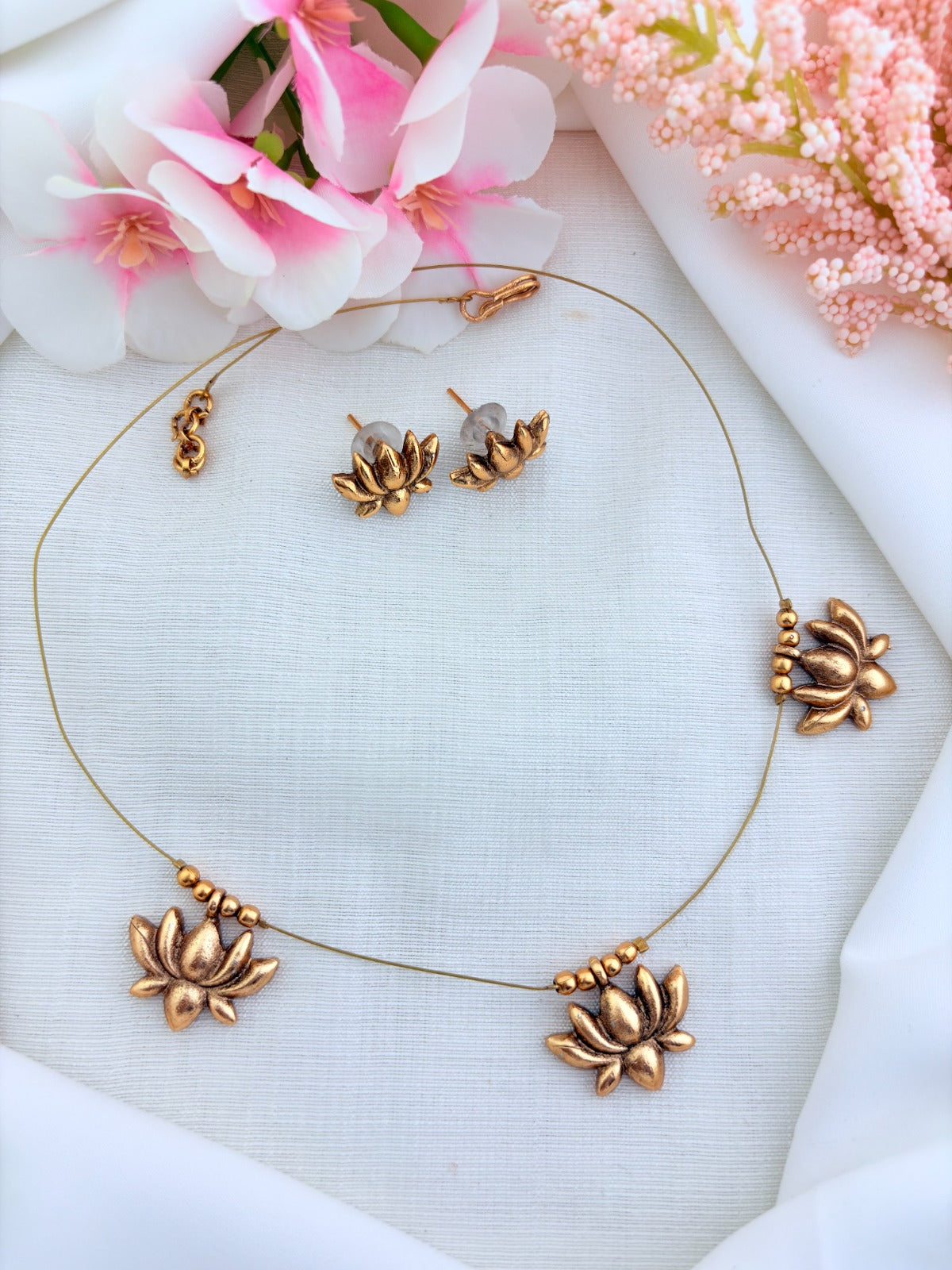 Premium invisible chain with matte finish lotus drops