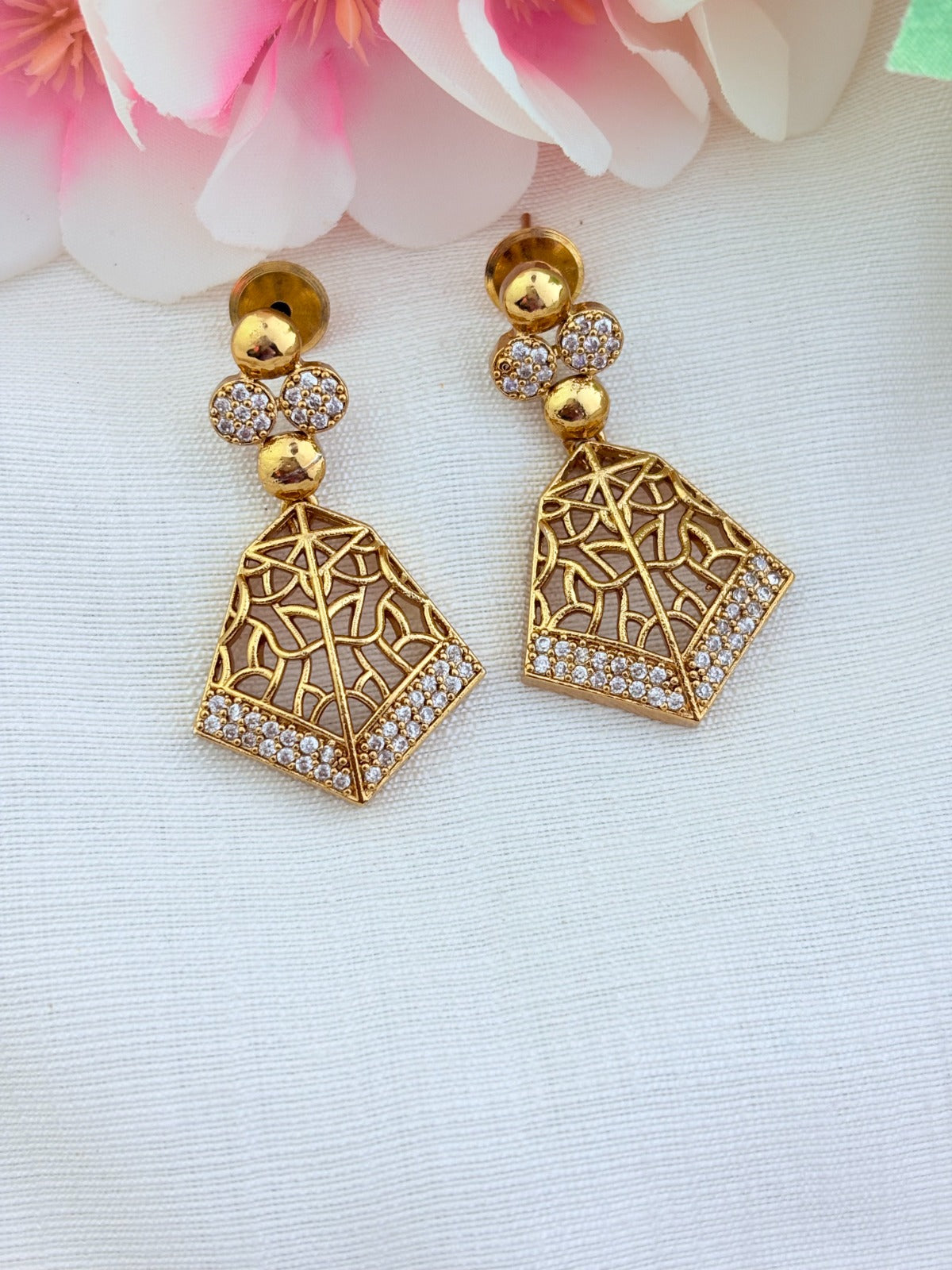 Style in modern tradition- Premium matte finish necklace adorned with AD stones