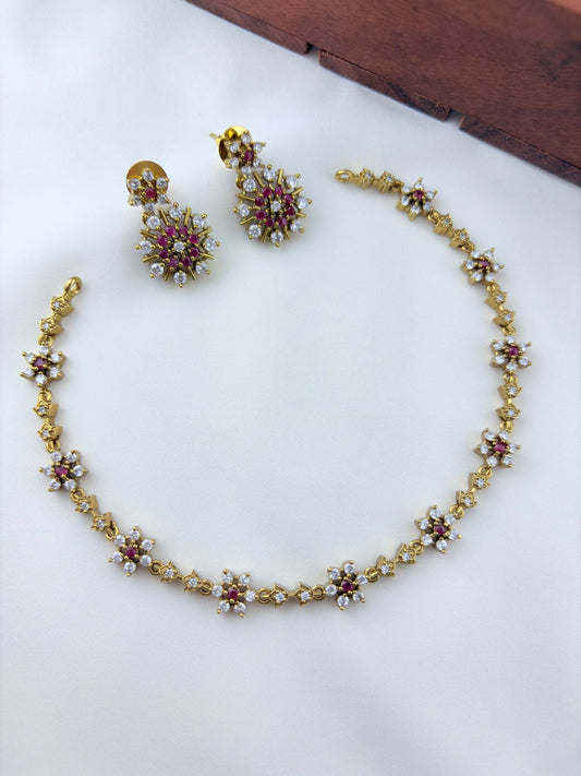 Premium matte finish AD neckset with matching earrings
