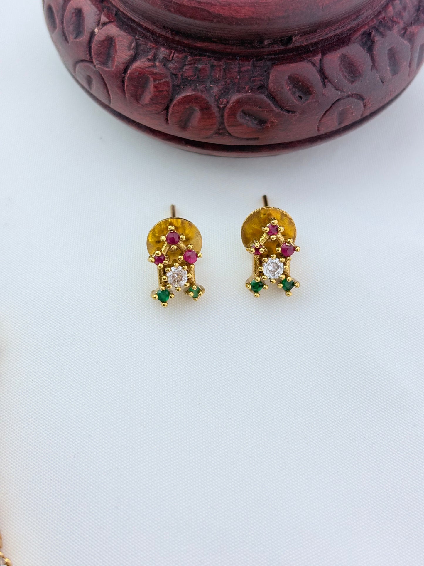 Premium matte finish AD stone necklace with matching earrings