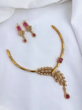 Premium hasli neckset crafted with classic AD stones - Latest design with matching earrings