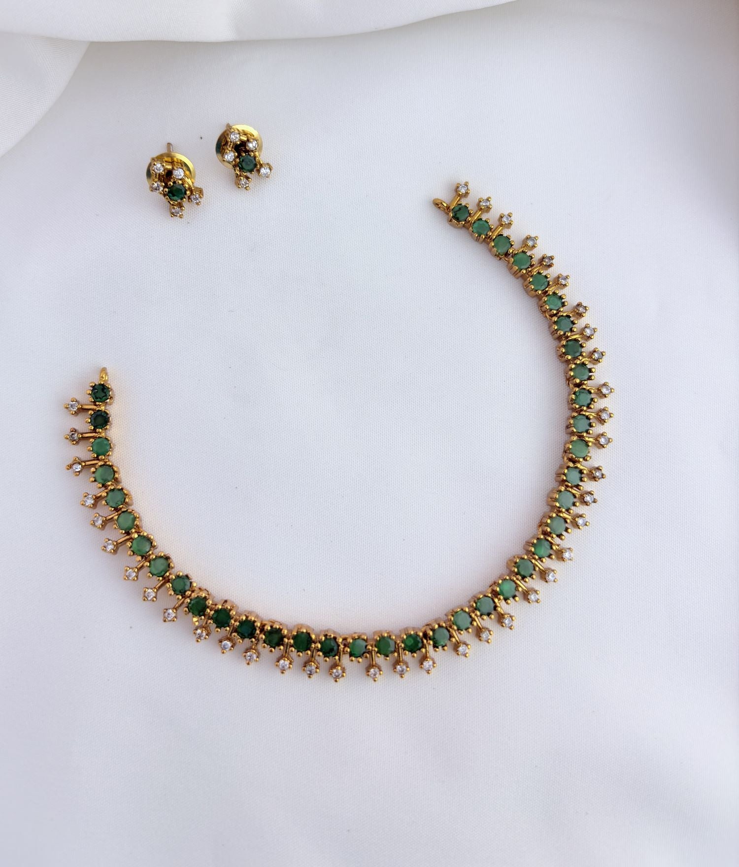 Premium matte finish AD stone necklace with matching earrings