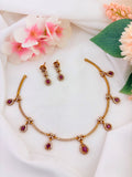 Trendy design premium matte finish AD necklace and earrings adorned with classic stone drops
