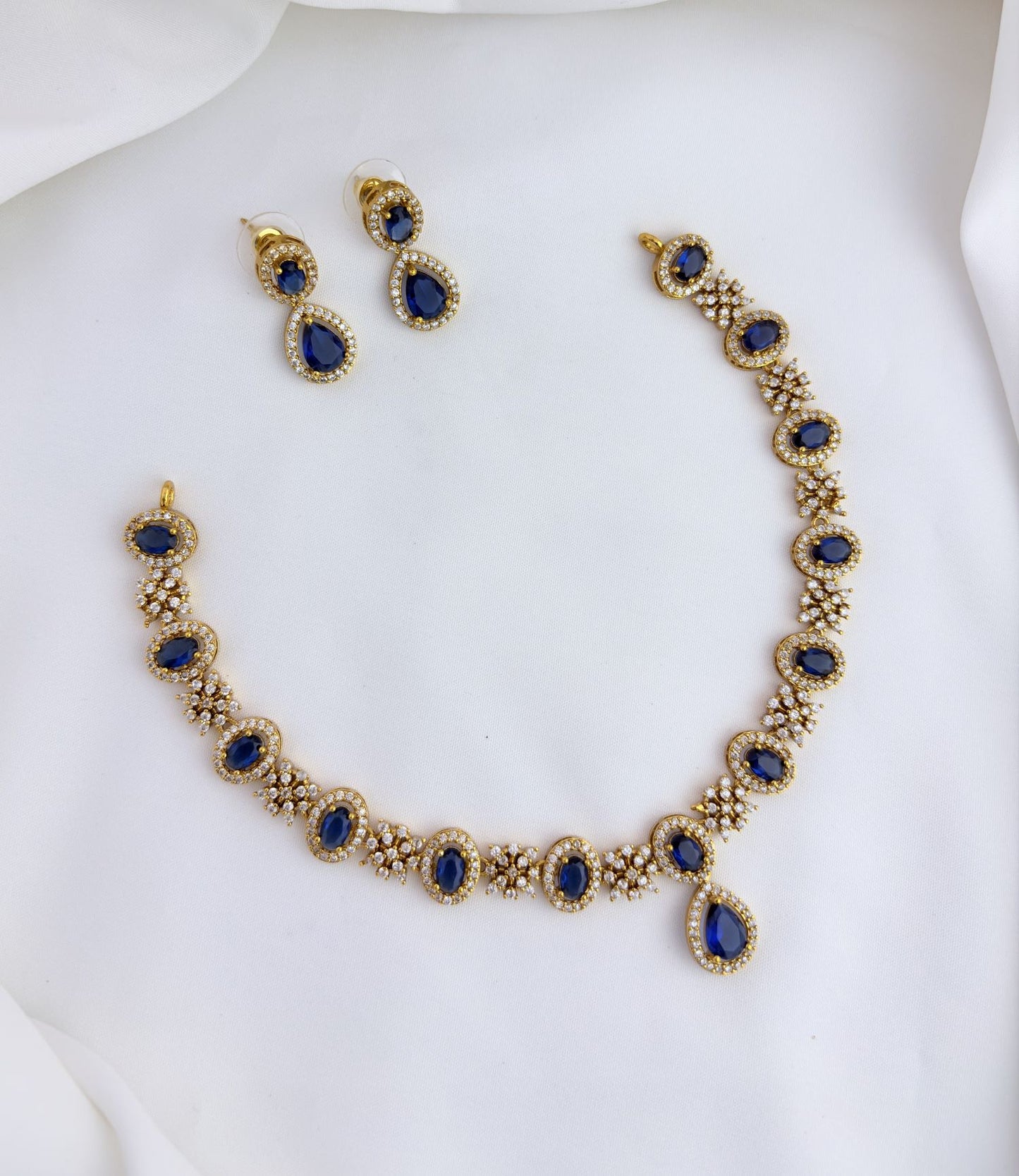 Crafted with style,designed for modern elegance - Premium matte finish AD necklace with matching earrings