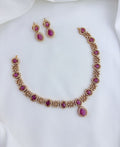 Crafted with style,designed for modern elegance - Premium matte finish AD necklace with matching earrings