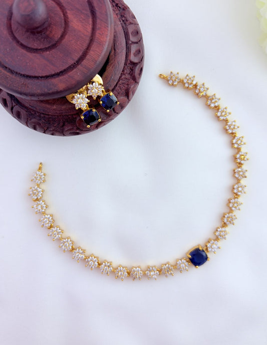 Premium matte finish floral pattern necklace beautifully crafted with AD stones