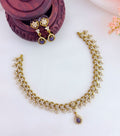Elegant premium matte finish AD necklace with matching earrings
