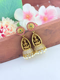 Gracefully crafted Lakshmi jhumkas for festive wear.