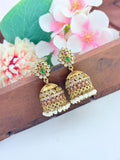 Premium AD stone jhumka beautifully crafted with pearl drops