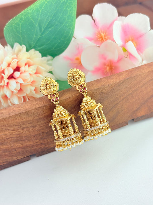 Traditional Lakshmi jhumka crafted with a premium matte finish