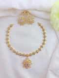 Beautifully designed  AD stone neckset and earrings in premium GJ finish