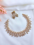 Trending pattern AD stone neckset in premium matte finish paired with matching earrings