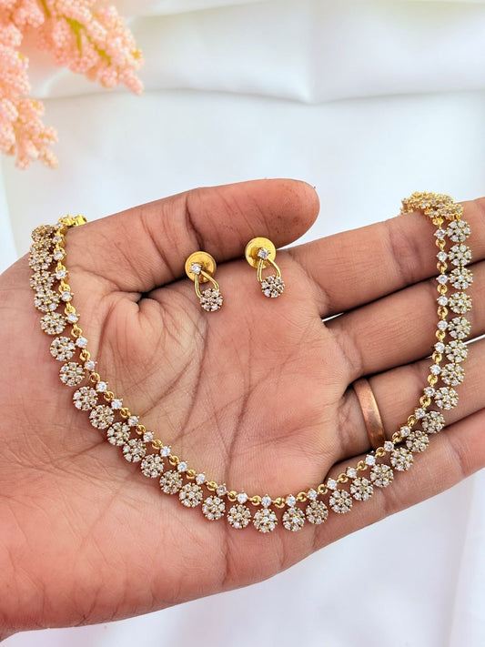 Beautifully crafted AD stone neckset in floral pattern-New collection