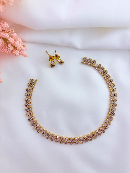 Beautifully crafted AD stone neckset in floral pattern-New collection
