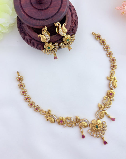 Tradition in modern elegance - Premium matte finish neckset with matching earrings