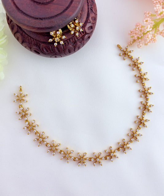 Stylish and Elegance adorned with AD stones beautifully crafted floral pattern neckset