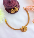 Temple jewellery - Matte finish lakshmi choker with matching earrings