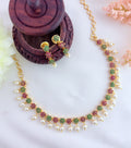 Style in modern elegance - Premium matte finish AD neckset with matching earrings