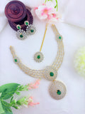 Premium AD sones that add brilliance and elegance -GJ finish neckset with earrings and tikka