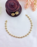 Perfect blend of tradition and elegance - Premium matte finish floral pattern AD stone neckset with matching earrings