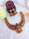 Temple jewellery - Matte finish neckset wih matching jhumka