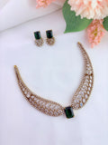 Elegant CZ neckset adorned with sparkling stones for a graceful and luxurious appearance