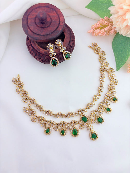 A perfect blend of elegance and tradition - Premium matte finish CZ neckset with matching earrings
