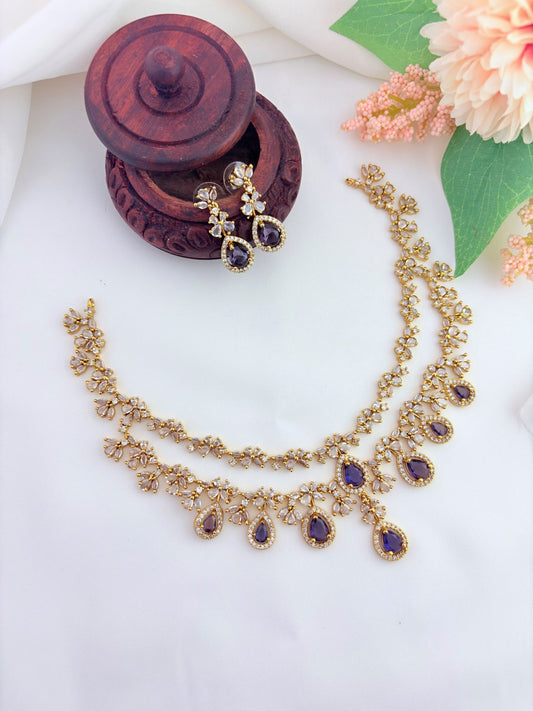 A perfect blend of elegance and tradition - Premium matte finish CZ neckset with matching earrings