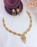 Tradition in modern elegance - Premium matte finish AD stone neckset with matching earrings
